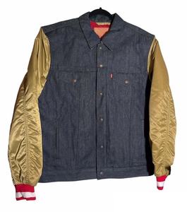 Veste universitaire en denim satiné 100% coton avec broderie personnalisée sur le devant, séchage rapide, respirante, hiver, grande taille pour hommes - Product Image 6