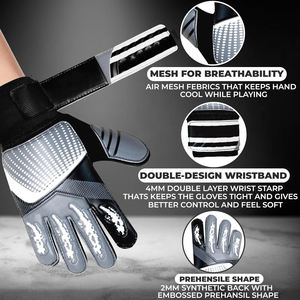 Nouveaux gants de gardien de but de football en latex imperméable respirant antidérapant à doigts entiers avec fermeture à lacets en gros - Product Image 1