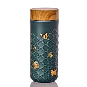 Gobelet à thé Acera Liven Butterfly conçu avec de beaux motifs minimalistes peints à la main papillon doré