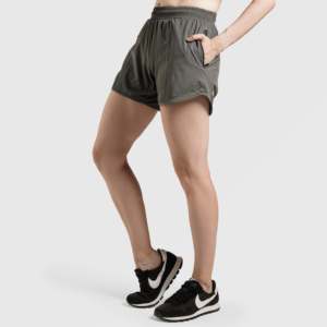 Yager Summer Formal Hot Shorts Breathable Cotton and Polyester Mid Waist Logo and Pattern Print Washed Fitness Shorts (Grey) - Product Image 1