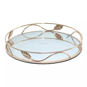 Bandeja de espejo de cristal decorativa redonda chapada en oro, perfecta para joyería decorativa, almacenamiento de Perfume, bandeja de servicio de tocador de lujo - Product Image 5