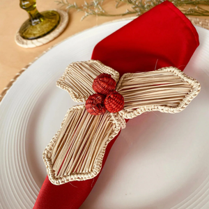 Anneau de serviette en rotin naturel tissé à la main avec nœud décoratif, accessoires de vaisselle écologiques pour table à manger - Product Image 3