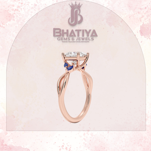 Princess Cut Lab Diamond <b>Ring</b> Blue <b>Sapphire</b> Accent Twisted Vine Band 18k <b>Gold</b> Plated Engagement <b>Ring</b> Custom Wholesale Jewelry - Product Image 4