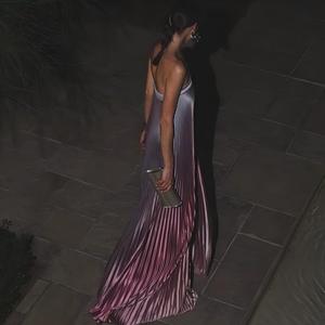 Custom Strapless Pleated Maxi Dress <strong>Women</strong> Elegant Gradient Color Sleeveless Evening Party Gown <strong>for</strong> <strong>Resort</strong> Vacation <strong>Wear</strong> - Product Image 2