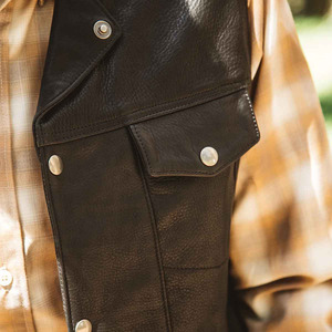 Chaleco de Motociclista Casual de Cuero Auténtico Transpirable de Invierno de Nuevo Diseño para Hombre, Servicio OEM, Color y Logotipo Personalizables, Ropa Exterior - Product Image 6