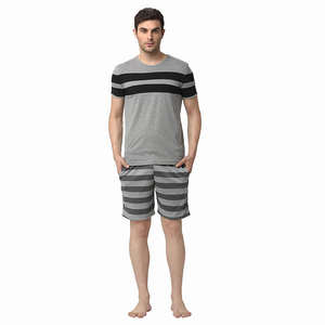 Conjunto de camiseta y pantalones cortos deportivos de algodón para hombre de estilo sencillo único, ropa informal de verano tejida con cordón - Product Image 5