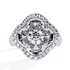 แหวนเพชรเลี้ยงในห้องปฏิบัติการทรงกลม ดีไซน์ลายดอกไม้ ATYANTA JEWELS - Product Image 4