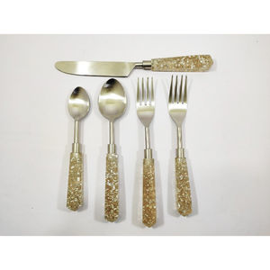 Longue durée moins cher couverts en acier inoxydable excellente qualité or étincelle résine poignée cuillère fourchette couteau couverts ensemble - Product Image 1
