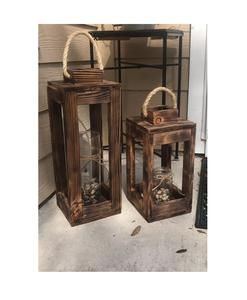 Lanterne à bougie en bois de mangue et en verre, fabriquée à la main, de qualité supérieure, nouveau Design, lanterne à bougie en bois de mangue et en verre - Product Image 1