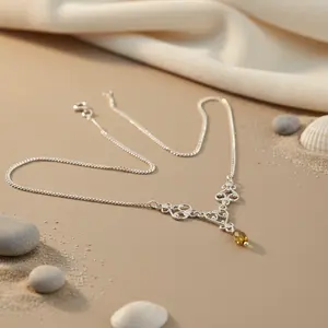 925 <b>Silver</b> Rhodium Plated Citrine Y <b>Necklace</b> for <b>Women</b> Trendy Vintage Gemstone Jewelry Rose Gold Amethyst Diamond Pearl Chains - Product Image 1