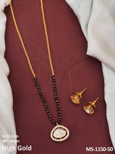 Joyería de moda Diseño de forma de diamante inverso Piedras completas Accesorios de joyería Kundan Conjuntos de joyería para mujer Kundan Mangalsutra - Product Image 2