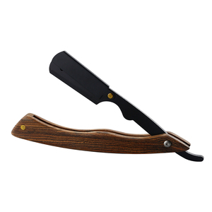 Maquinilla de afeitar recta de acero inoxidable al por mayor con mango de madera Herramienta de barbero de afeitado plegable de seguridad - Product Image 2