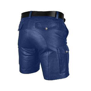 Qualité supérieure Mode À La Mode Décontracté Solide Hommes Shorts En Cuir Respirant Imperméable Bouton Braguette Uni Teint Nouvelle Vente En Ligne - Product Image 4