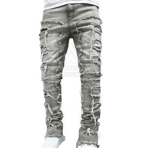 กางเกงยีนส์แบบซ้อนสำหรับผู้ชายสีทึบสไตล์ใหม่สำหรับกลางแจ้ง - Product Image 1