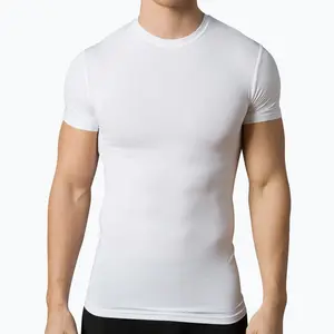 OEM Wholesale Slim Fit Half Sleeve Plain White Color Undershirts Singlets Customized Casual Cotton Fabric Undershirts