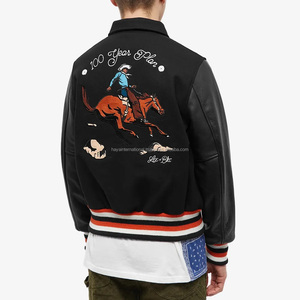 Mới Đến Tùy Chỉnh Cưỡi Ngựa Đẹp Thêu <span class=keywords><strong>100</strong></span>% Len Cơ Thể Người Đàn Ông Máy Bay Ném Bom Varsity Áo Khoác - Product Image 4