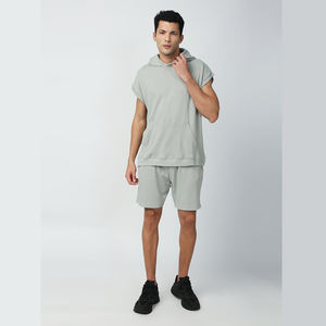 OEM Custom <b>Men's</b> Summer Sportswear Set <b>Short</b> Sleeve Hoodie <b>Shorts</b> Eco-Friendly Logo Dye Technique <b>for</b> Training Jogging Plus Size - Product Image 1