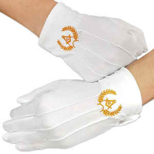 Prix de gros Grande Loge maçonnique brodé 100% coton Gants blanc maçonnique Regalia Gants - Product Image 1
