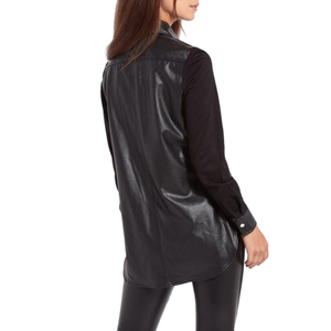 เสื้อยืดสตรีทสไตล์ไฮสตรีทเสื้อยืดออกแบบตามสั่งสีพื้นทำจากหนัง PU - Product Image 2