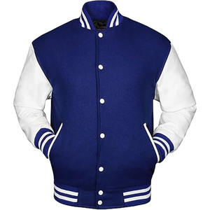 Wholesale Blue <b>White</b> Wool Body Varsity <b>Jacket</b> with Leather Sleeves Camouflage Formal Style for <b>Men</b> Logo - Product Image 4