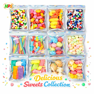 Bonbons lyophilisés croustillants personnalisés <span class=keywords><strong>de</strong></span> qualité supérieure avec des saveurs fruitées et une garniture multicolore en sachet - Product Image 1