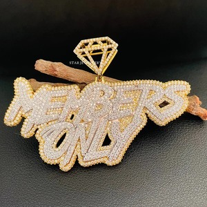 Colgante de letras VVS Moissanite, colgante personalizado de Plata de Ley 925 Iced Out VVS Moissanite, colgante de moissanite VVS Iced Out - Product Image 2