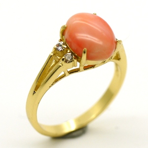 Anillo THUNDERBIRD con Gema Ovalada de Coral Rosa Natural, Engaste de Oro, Pulido, 8x10mm, Joyería Elegante para Mujer - Product Image 3
