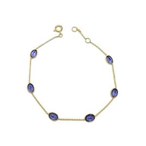Genuine Iolite Gemstone Bezel Setting Cute Party 925 <b>Solid</b> Sterling <b>Silver</b> Gold Plated Chain <b>Bracelet</b> Handmade Jewelry - Product Image 3