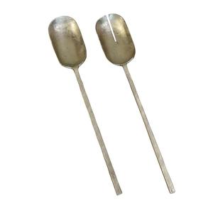 Service à salade en métal poli miroir avec poignée en acier, cuillère et fourchette à salade en métal faites à la main pour la cuisine, prix de gros et en vrac - Product Image 1