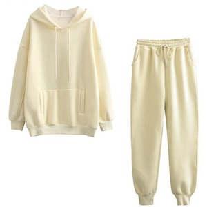 Sweat à capuche et pantalon de survêtement d'hiver deux pièces écologiques pour femmes pulls de jogging tenues de costume de sport - Product Image 2