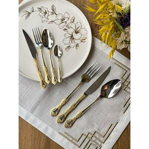Rossev 24K oro Avant-Garde Ala 42 pezzi Set di posate per 6 persone ÇKB