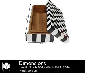 Boîte à bijoux carrée en bois faite à la main avec incrustation d'os, technique imperméable, Rani Industries RI399, décoration d'intérieur moderne et antique, cadeau d'affaires - Product Image 3