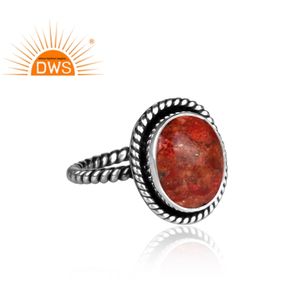 Hecho a mano plata esterlina oxidada Natural esponja Coral piedra preciosa retorcida joyería personalizada fabricante - Product Image 2