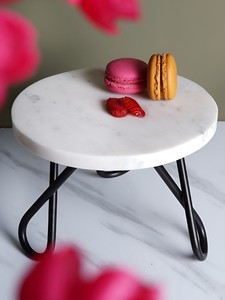 Best Price <b>Marble</b> Top with Black Metal Legs <b>Cake</b> <b>Stand</b> with Customization From India For Wedding and Events - Product Image 2