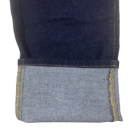 Tissu denim selvedge bleu indigo non décolorant de style sergé hautement élastique, vente en gros d'usine, super fin, 11,6 oz, A/W