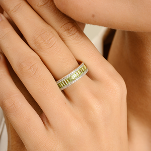 Nuevo diseño fino hecho a mano 100% peridoto natural y Diamante sólido 14K oro blanco declaración anillo de boda joyería de calidad Premium - Product Image 4