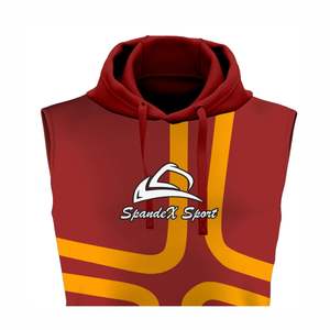 Custom Printed High Quality Polyester <b>Hoodie</b> <b>sleeveless</b> Gym Hoodies Unisex Printed Sublimation - Product Image 3