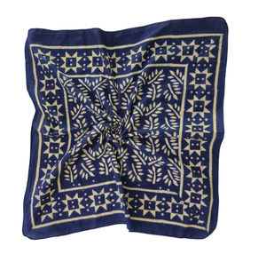 Customize Digital Print Blue 100% Silk Square Floral Bohemian Style Neck Scarf Hand Block Print Natural Soft Bandana - Product Image 2