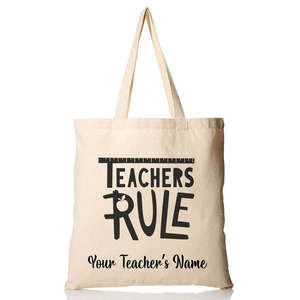 Sac fourre-tout personnalisable pour enseignant, sac cadeau avec la citation « Les règles sont les lois de la vie » - Product Image 3