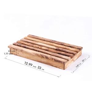 ArtisRaw CB034 Trancheuse à pain rustique à deux niveaux faite à la main Haute qualité Planche en bois d'olivier Attrape-miettes Boîte en bois décorative - Product Image 2