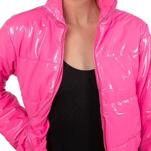 WOMENS <b>CROPPED</b> <b>PUFFER</b> <b>JACKET</b> MODERN QUILTED DESIGN WINTER WARM COAT PUFFY OUTERWEAR STREET STYLE CUSTOM APPAREL MANUFACTURER - Product Image 3