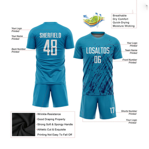 Maillot d'uniforme de football à sublimation bleu panthère blanc-noir personnalisé Uniforme de football et maillots de football entièrement personnalisés - Product Image 2