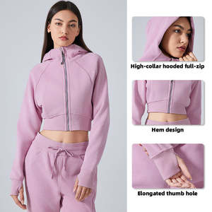 2025 en plein air femmes pull à capuche respirant fermeture éclair actif sweat à capuche coupe ajustée pouce trou coupe-vent polaire chaud sweats à capuche pour les femmes - Product Image 2