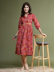 Ramas Kurtis Nuevo Diseño Occidental para Mujer, Estampado Floral Marrón, Algodón, Corte en A, Kurta Sharara Casual de Verano, Hecho a Mano, Personalizado al por Mayor - Product Image 3