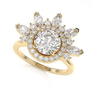 แหวนหมั้นคลัสเตอร์เพชรทรงกลมตัดรัศมีของขวัญสำหรับเธอ - Product Image 2