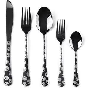 Juego de 5 cubiertos de acero inoxidable, utensilios de cocina de mesa, café, uso doméstico, cubiertos chapados en Color dorado, mango liso, Apto para lavavajillas - Product Image 5