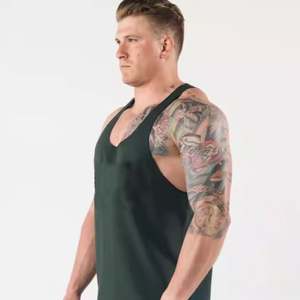 Camiseta sin mangas de corte profundo para hombre, chaleco informal para entrenamiento, ropa de gimnasio, Camiseta deportiva sin mangas sin costuras de talla grande, estilo muscular - Product Image 4