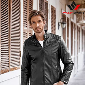 Wholesale Men's Slim Fit Sheep Skin Leather <b>Jacket</b> Stand <b>Collar</b> Lightweight Zip-up Bomber Coat Formal PU Motorcycle Biker <b>Jacket</b> - Product Image 6