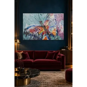 Impression sur toile Fida, peinture épaisse texturée, papillon coloré - Product Image 2