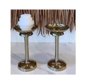 Wooden And Aluminum Candle Holder <b>Set</b> Of Two Customized Size And Shape Candle Holder For Home Hotel Decor - Product Image 3